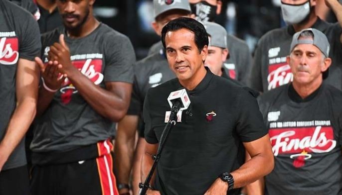 JUST NOW: Erik Spoelstra discusses three options for the Miami Heat’s starting point guard position…