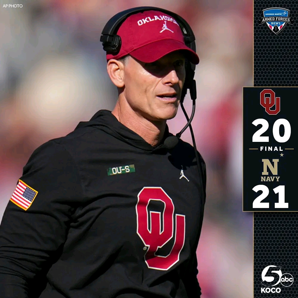 The Sooners lose to Navy after missing a two-point conversion that could have put them ahead with six seconds remaining…